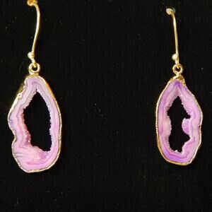Awesome Orchid Window Geode Druzy Earrings